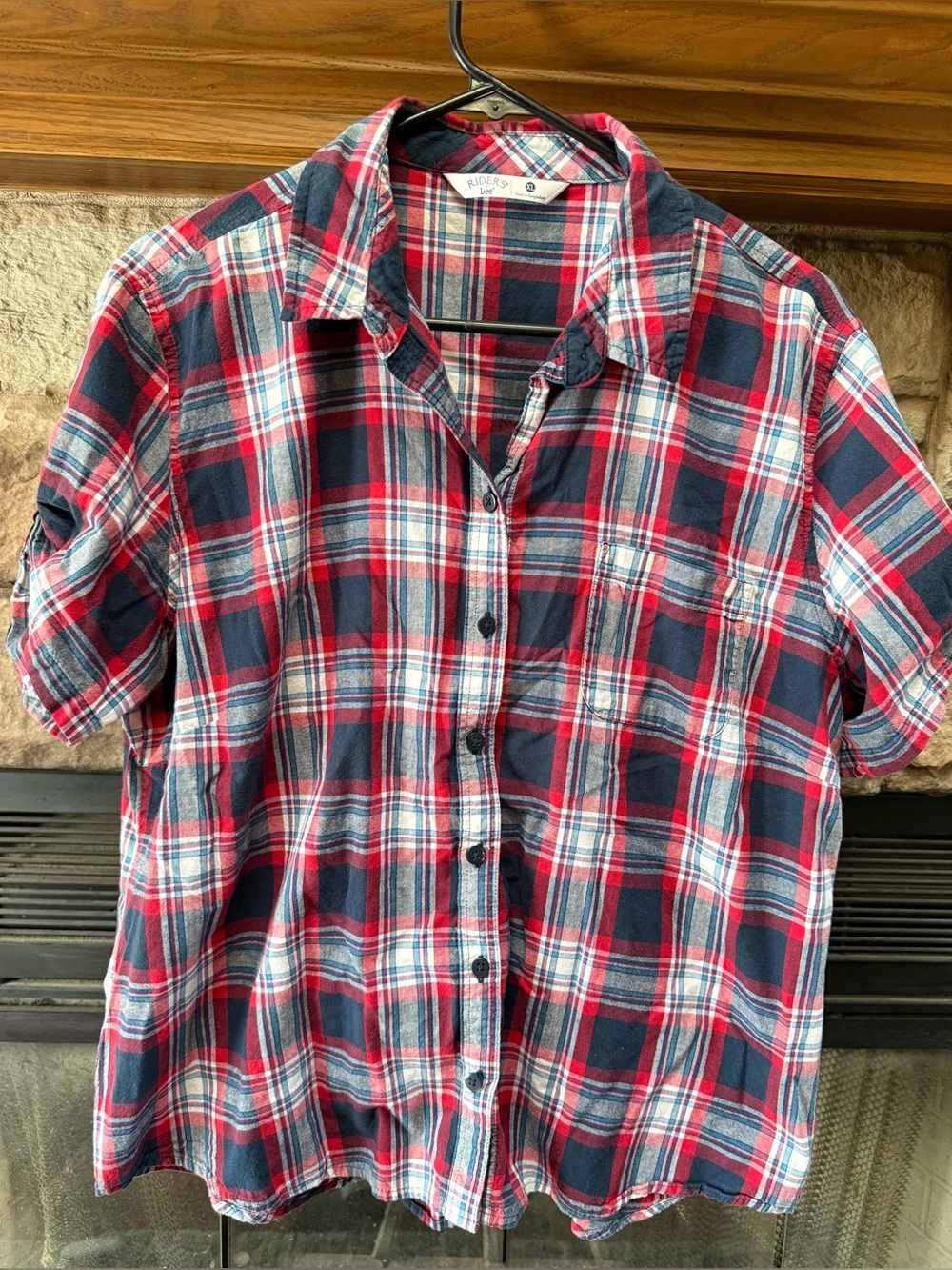 Women’s Riders by Lee Red & Navy Plaid Button front  Shirt